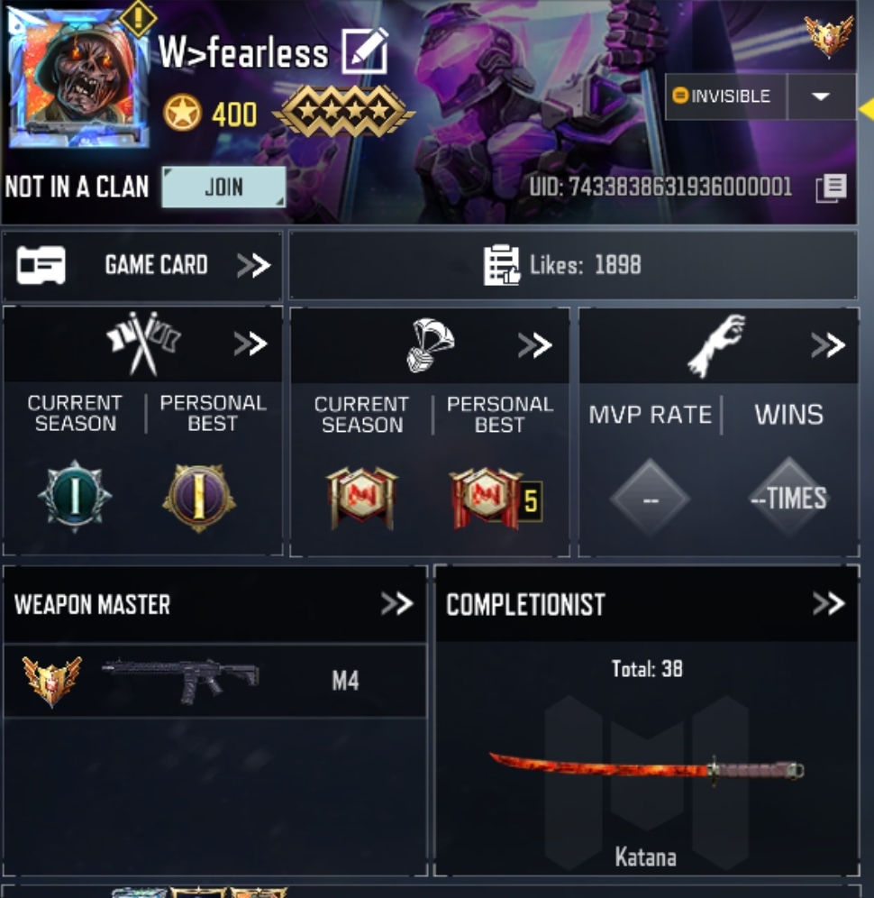 4 MYTHICS w 0 MAXED | 6 LEGENDARIES | 0 MYTHIC CHARACTER 0 MAXED | including 0 Legendary character and 0 LEGENDARY VEHICLES